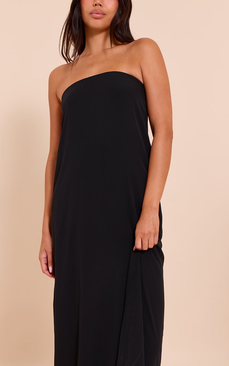 Black Bandeau Column Maxi Dress image 4