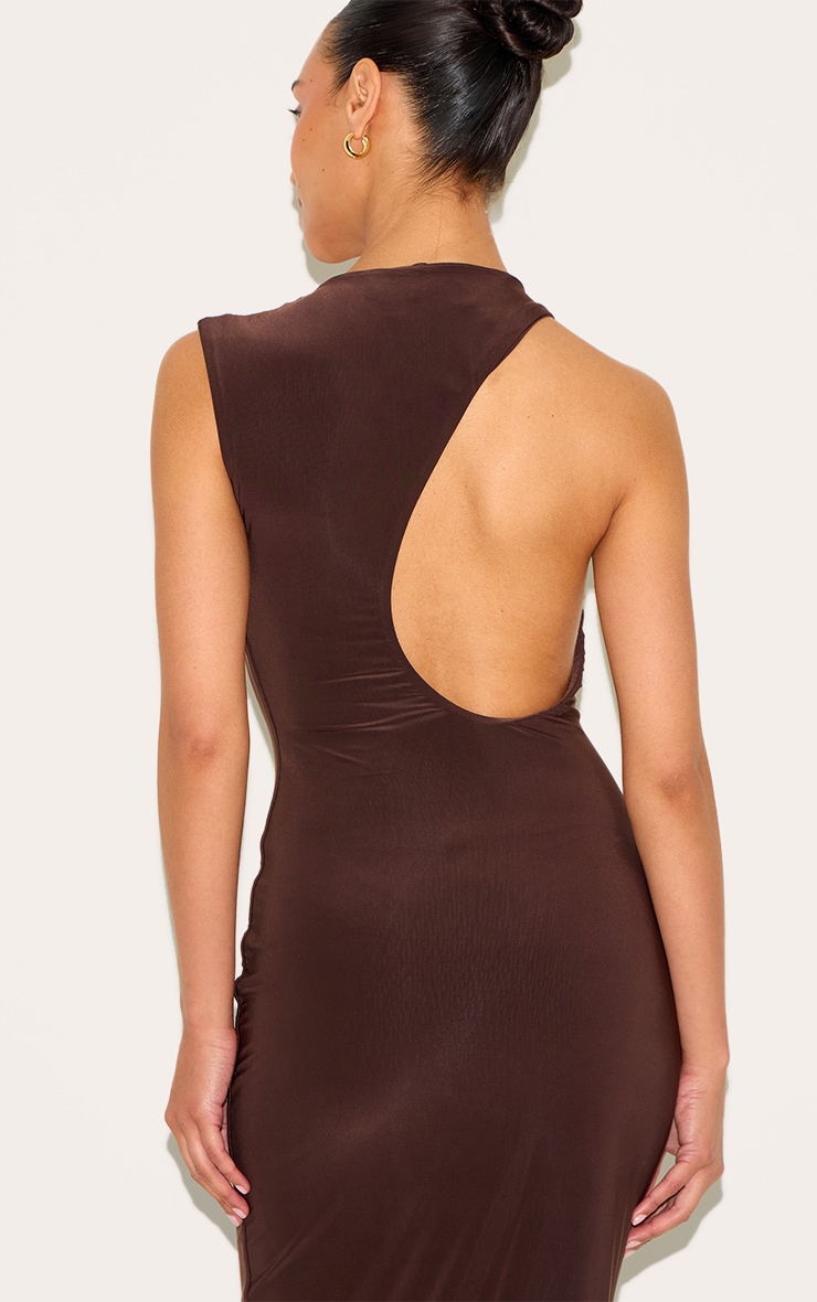 Petite Chocolate Cut Out Side Maxi Dress image 4