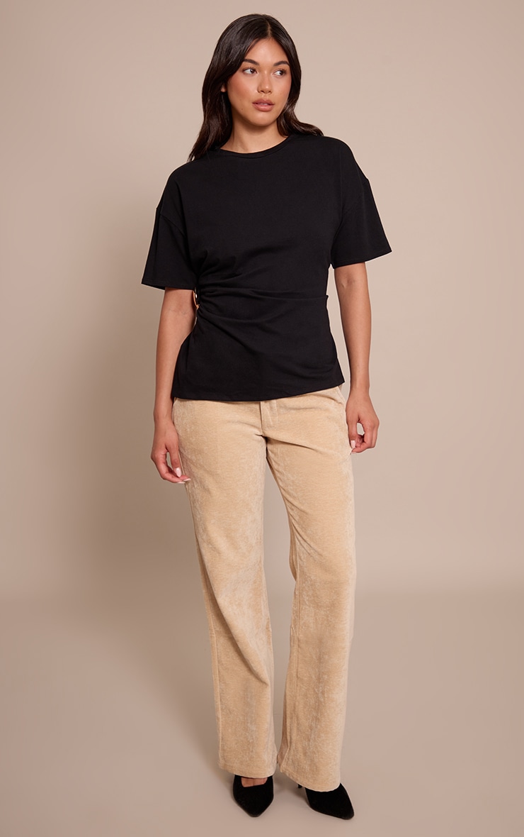 Camel Velour Straight Leg Pants image 1
