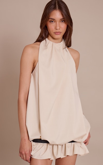 Robe bouffante crème à ceinture