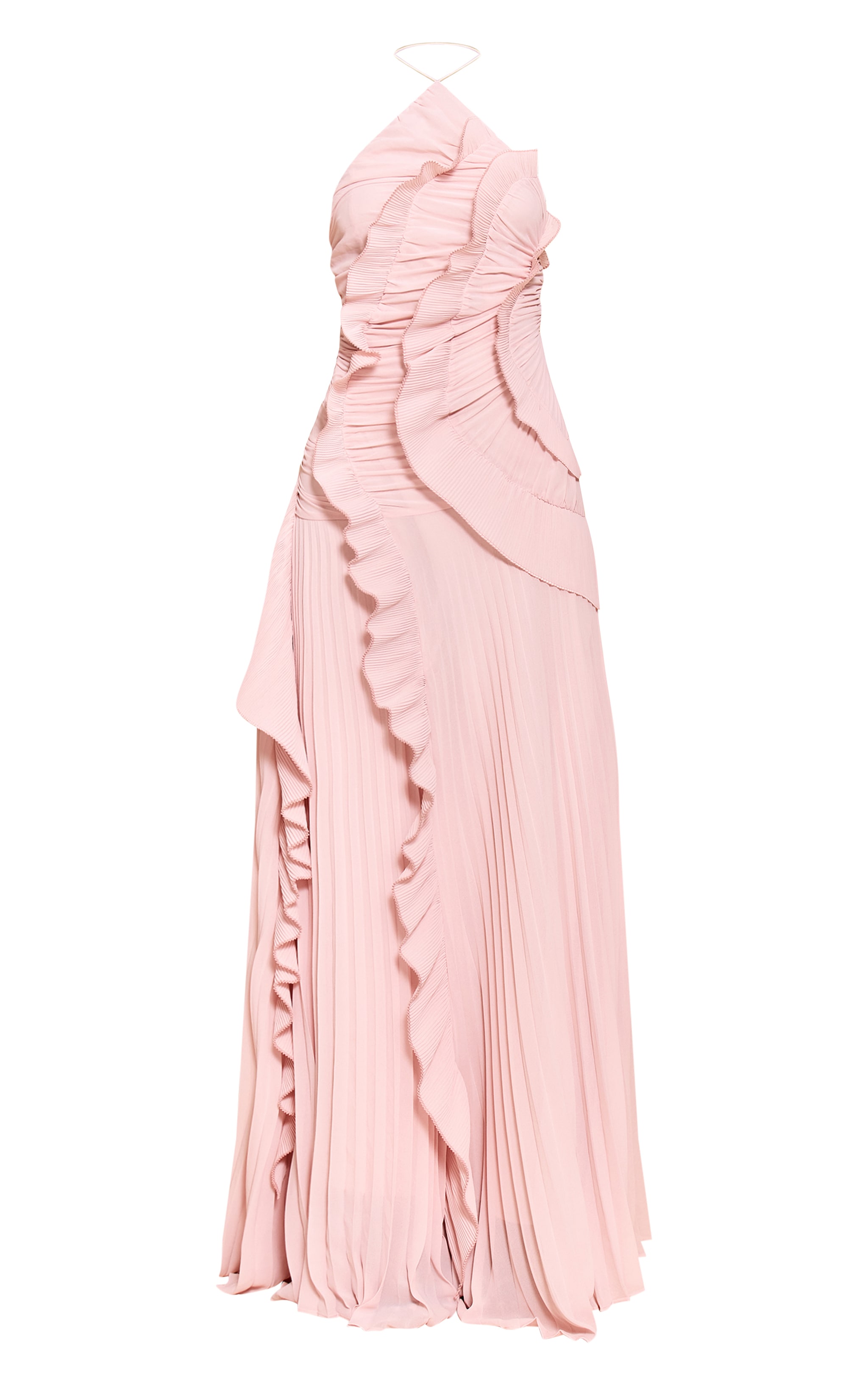 Blush Pleated Frill Halterneck Maxi Dress image 5