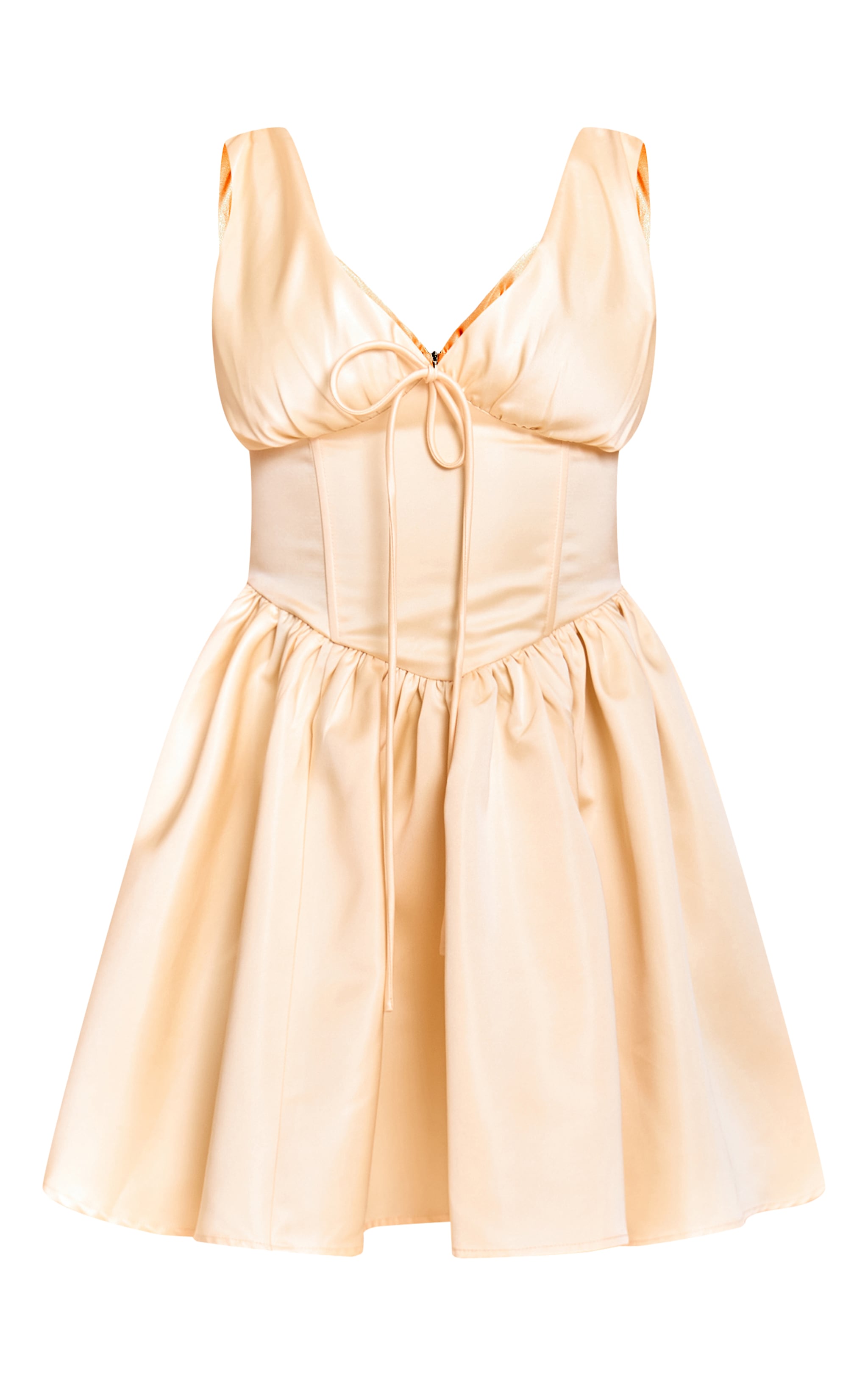Shape Lemon Satin Plunge Front Cinched Waist Skater Mini Dress image 5