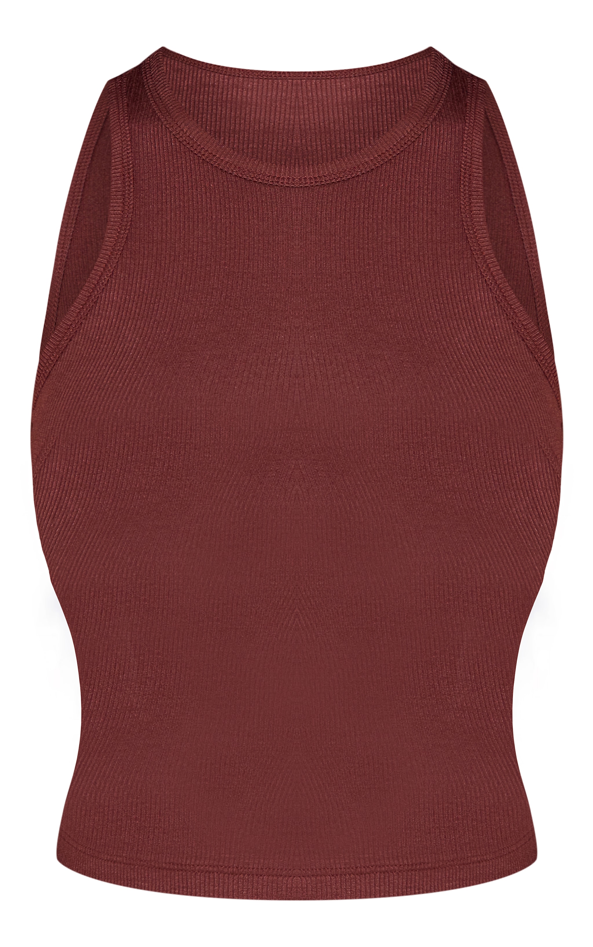 Petite Chocolate Soft Rib Racer Neck Vest Top image 5