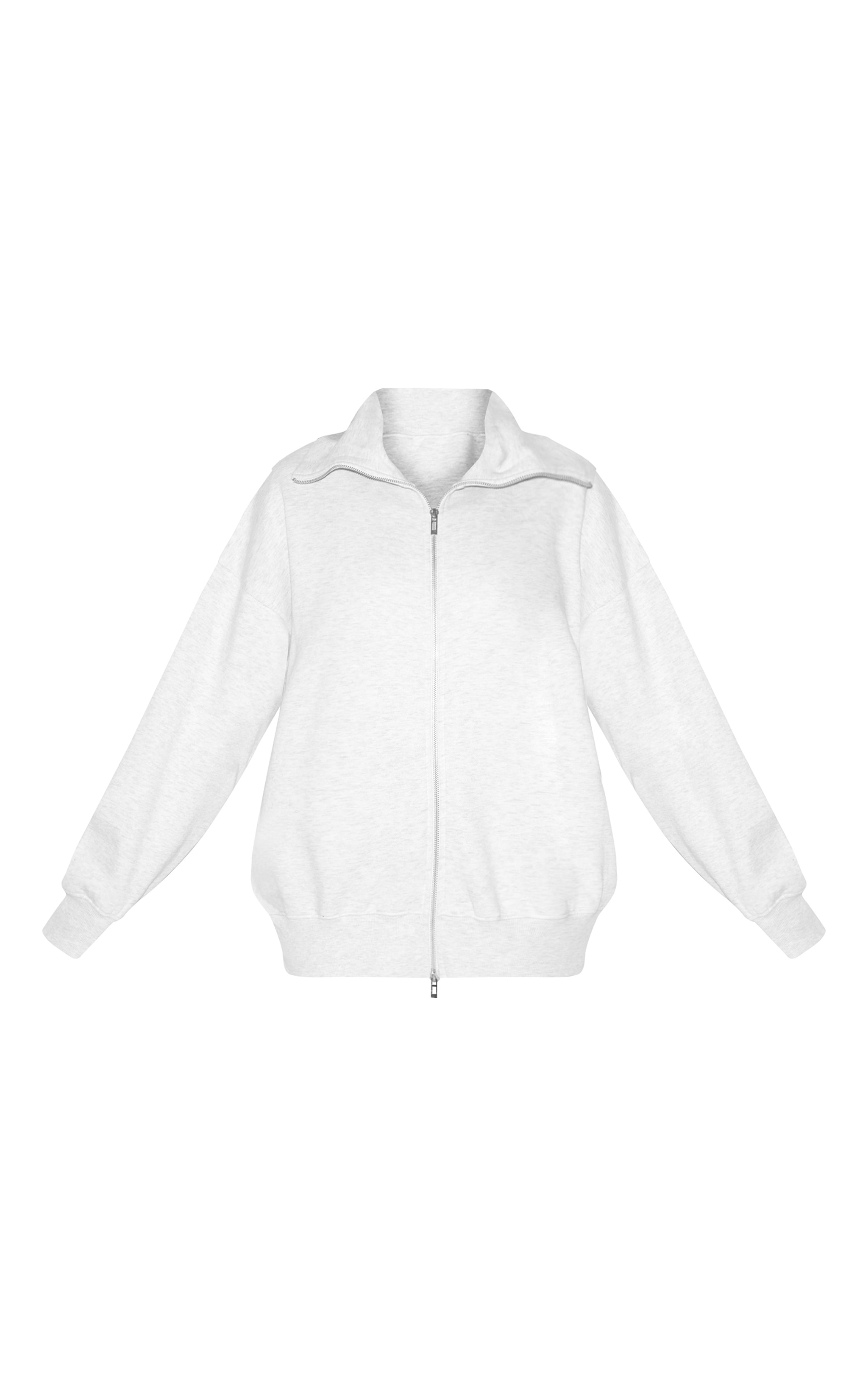 Ice Grey Double Zip Collared Sweatshirt | Sweat