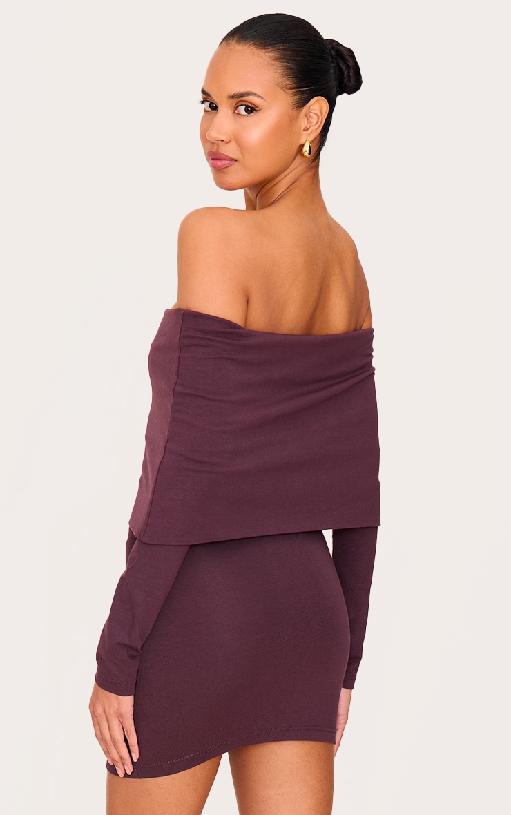 Plum Cotton Super Oversized Bardot Mini Dress image 2