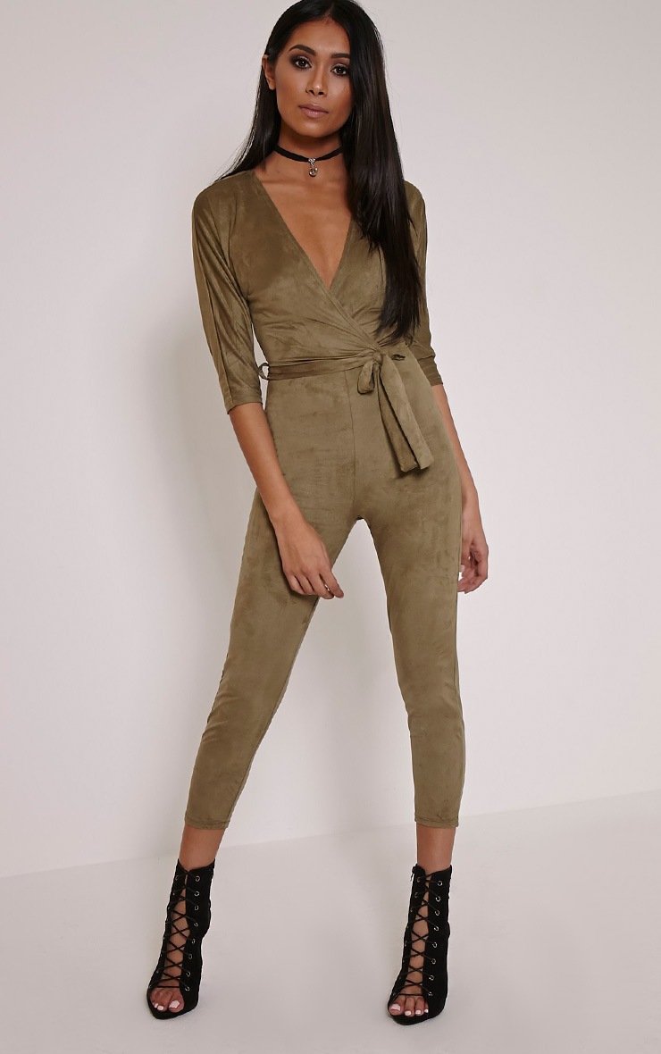 khaki wrap jumpsuit