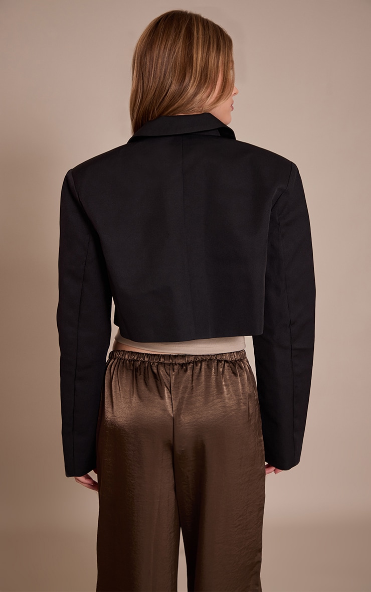 Black Cropped Tailored Blazer  image 2