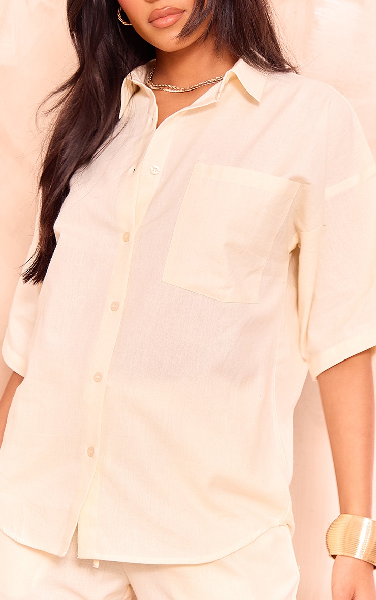 Tall Chemise manches courtes effet lin gris pierre image 4