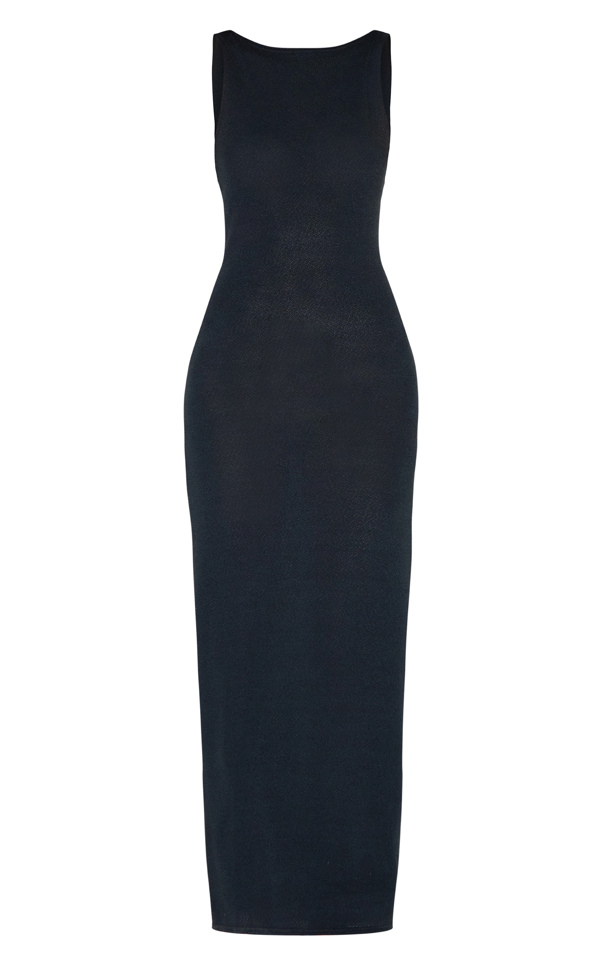 Black Textured Boat Neck Sleeveless Maxi Dress image 5