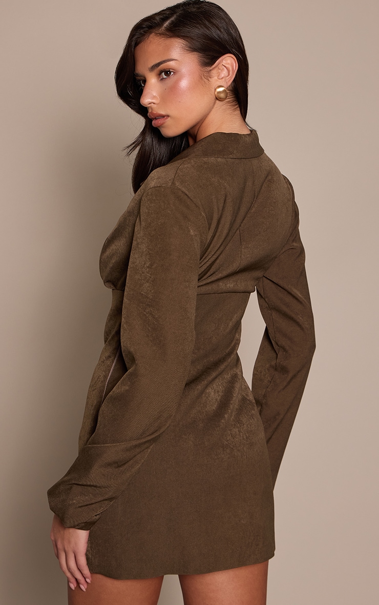 Chocolate Woven Wrap Detail Blazer Playsuit image 2