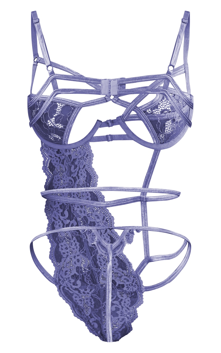 Purple Lace Asymmetric Strapping Detail Body image 2