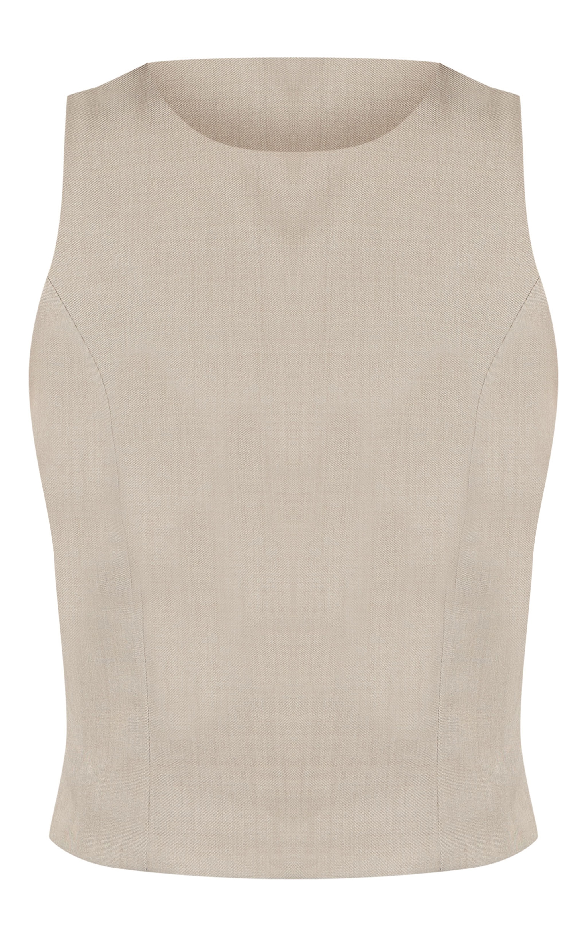 Light Grey Tailored Woven One Shoulder Crop Top image 5