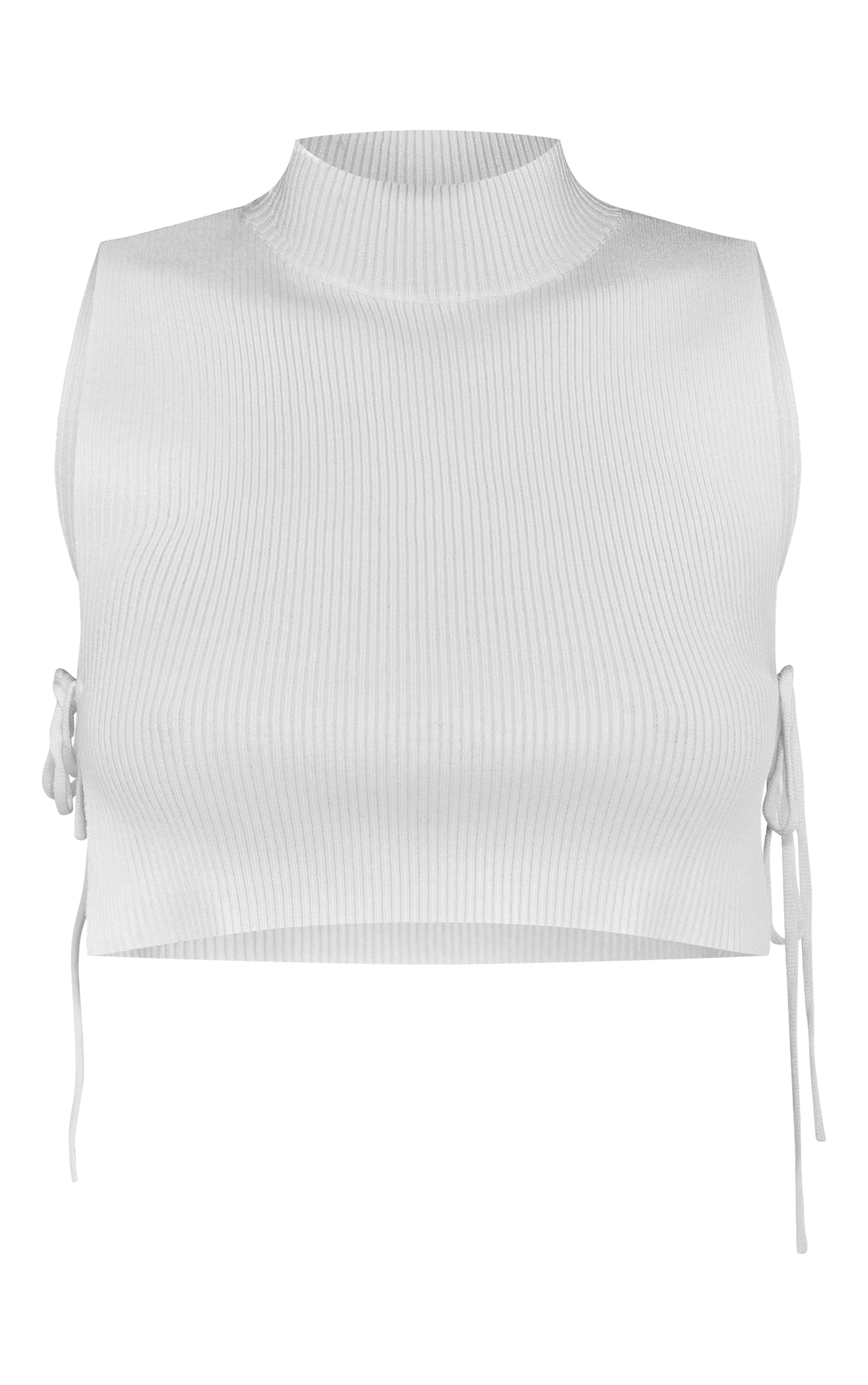 Tall Cream Tie Side Rib Knit Crop Top image 5