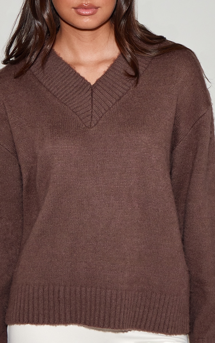 Mink Brushed Laguna Knit V Neck Jumper  image 4