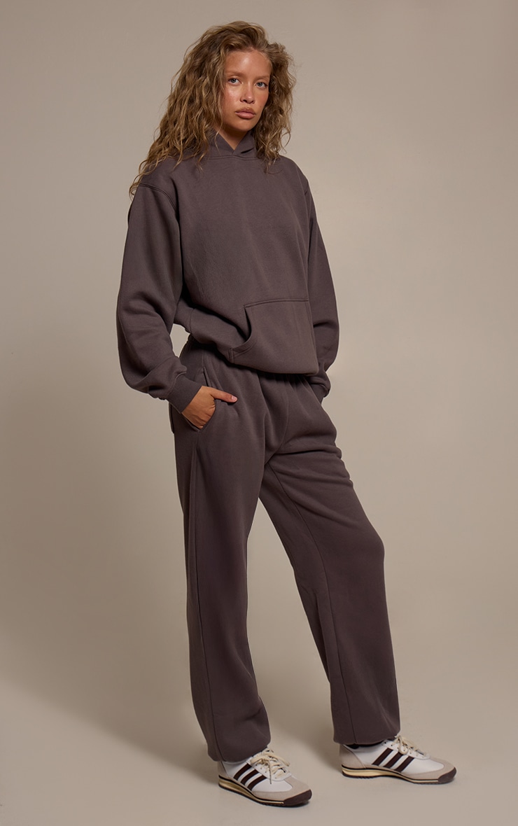 Charcoal Cotton Fleece Pullover Hoodie image 3