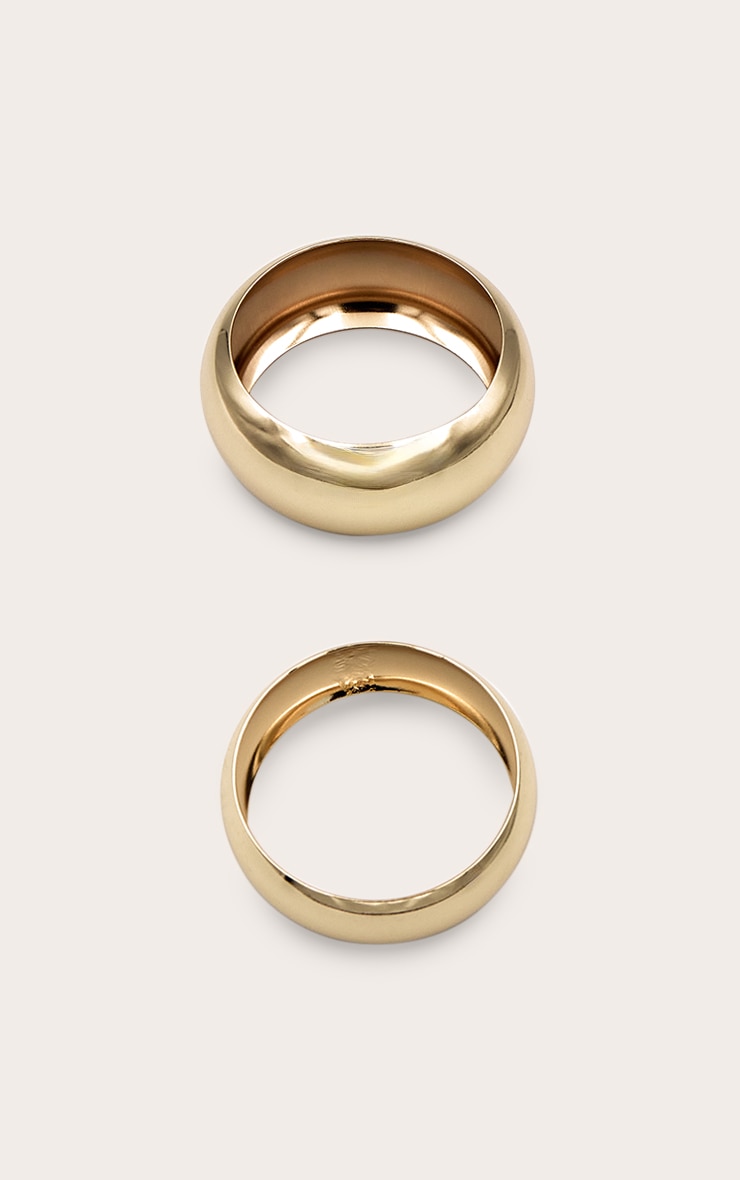 Gold Chunky Bevelled 2 Pack Bangles image 1