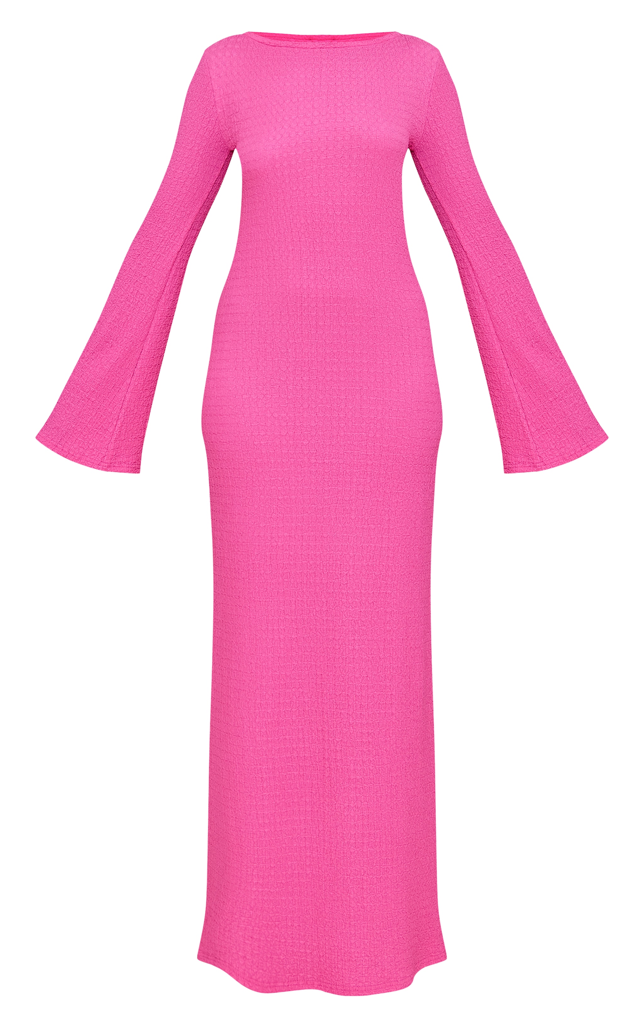 Fuschia Textured Long Sleeve Maxi Dress image 5