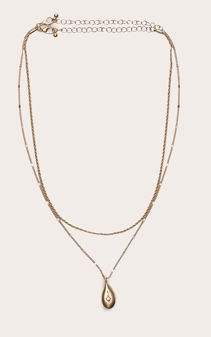 Collier superposé doré à pendentif goutte d'eau image 2