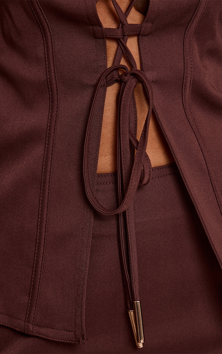 PLT Label Chocolate Tailored Lace Up Corset Blazer image 4