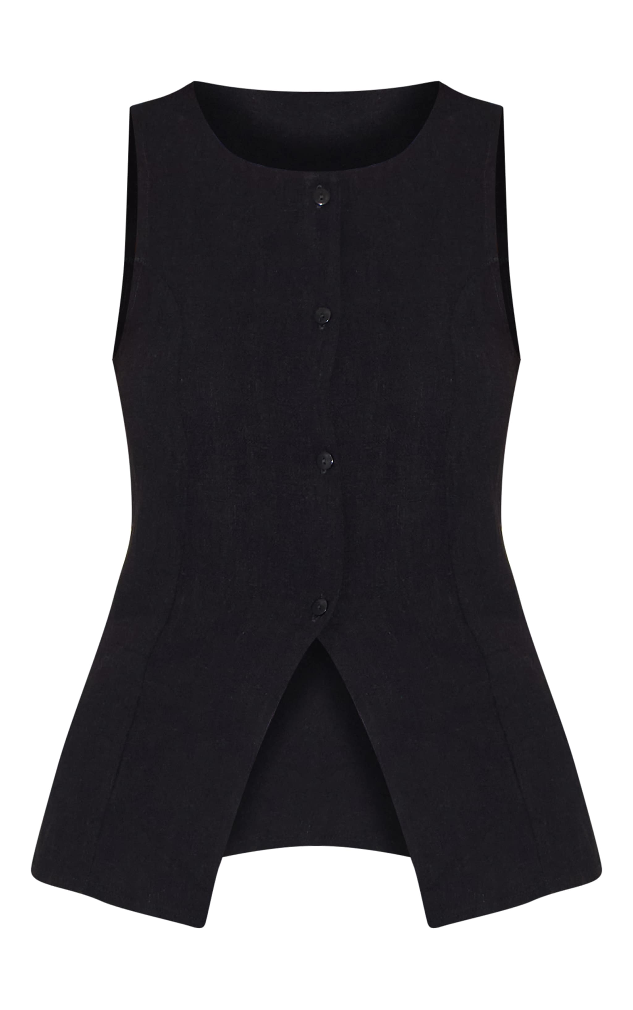 Black Longline Bengaline Vest | Tops | PrettyLittleThing USA