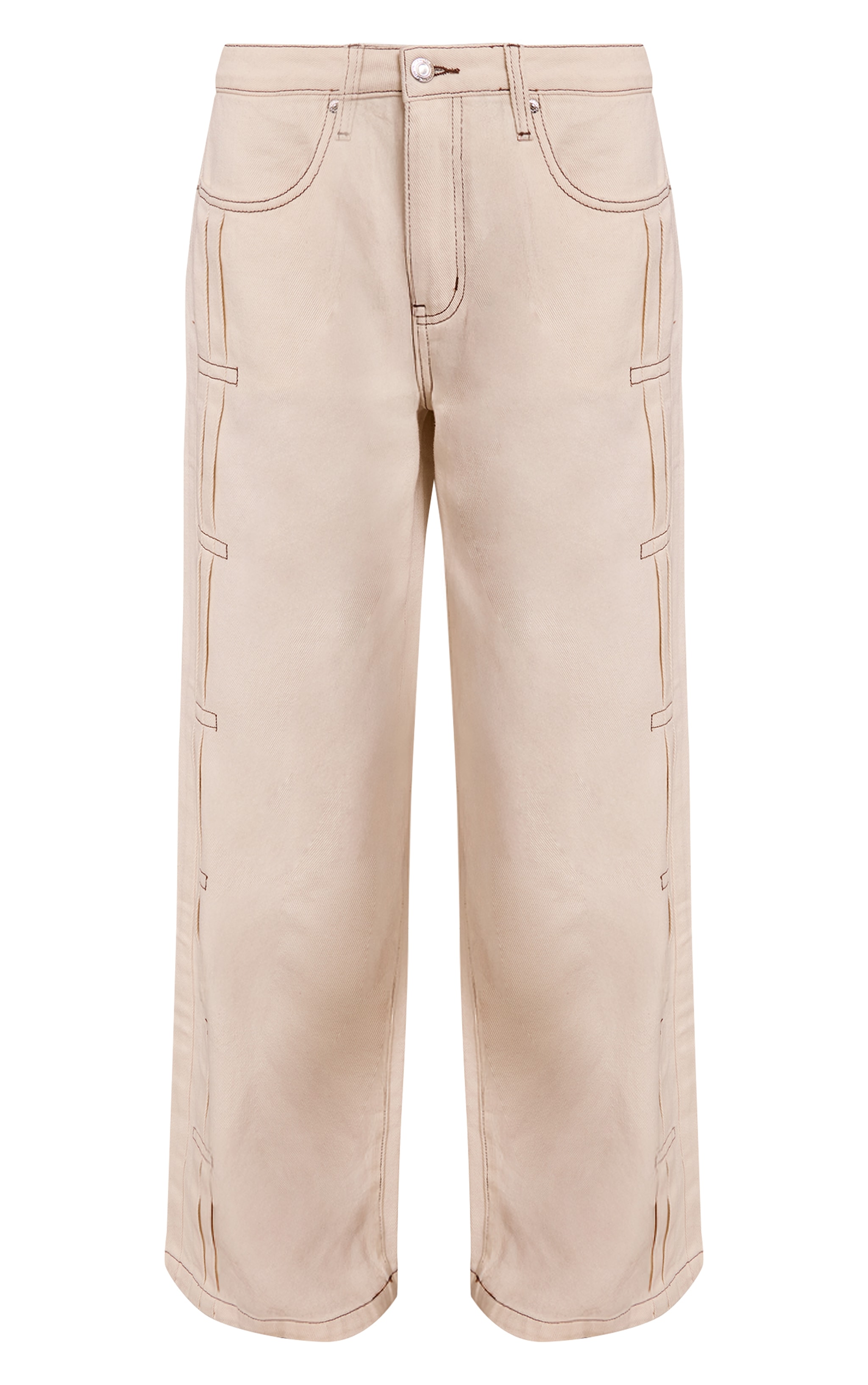 Ecru Pleat Detail Denim Jeans image 5
