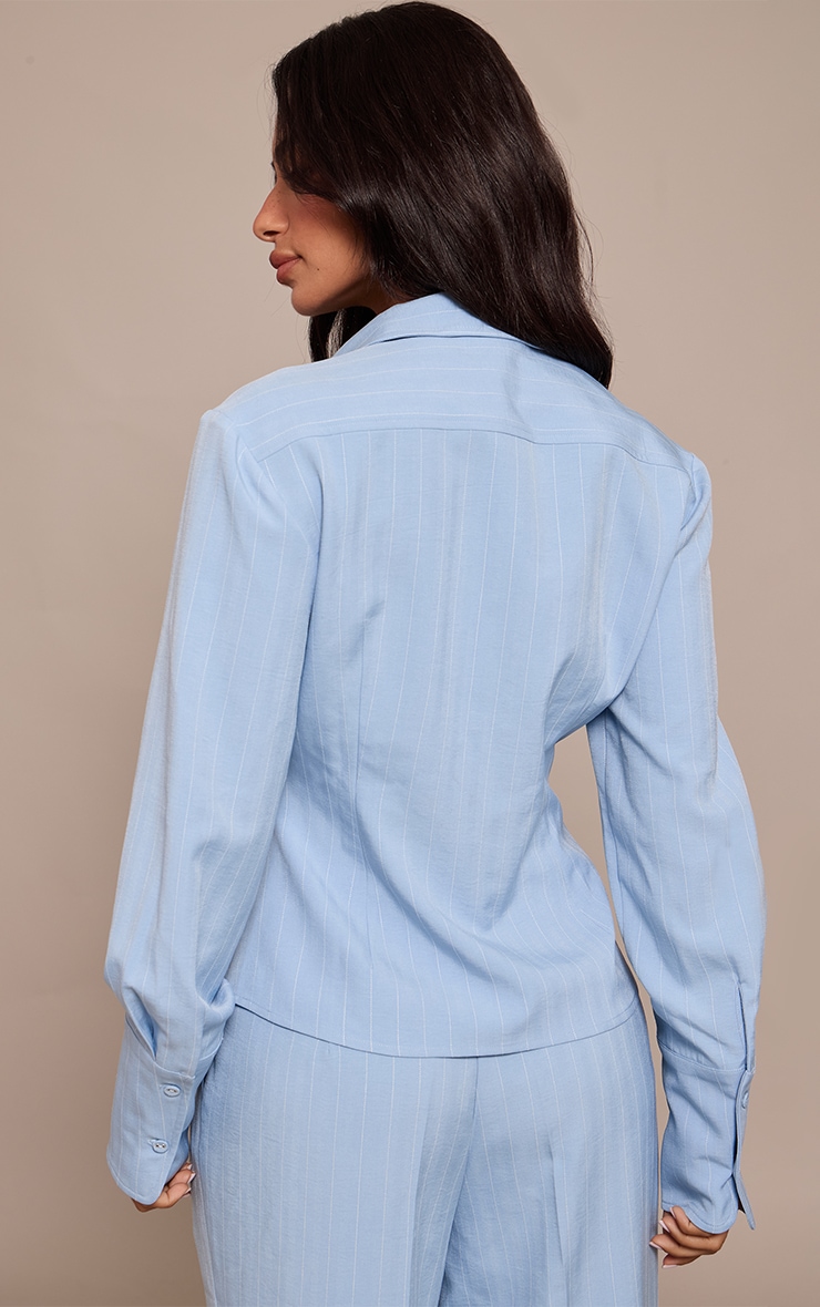 Petite Blue Pinstripe Oversized Shirt image 2