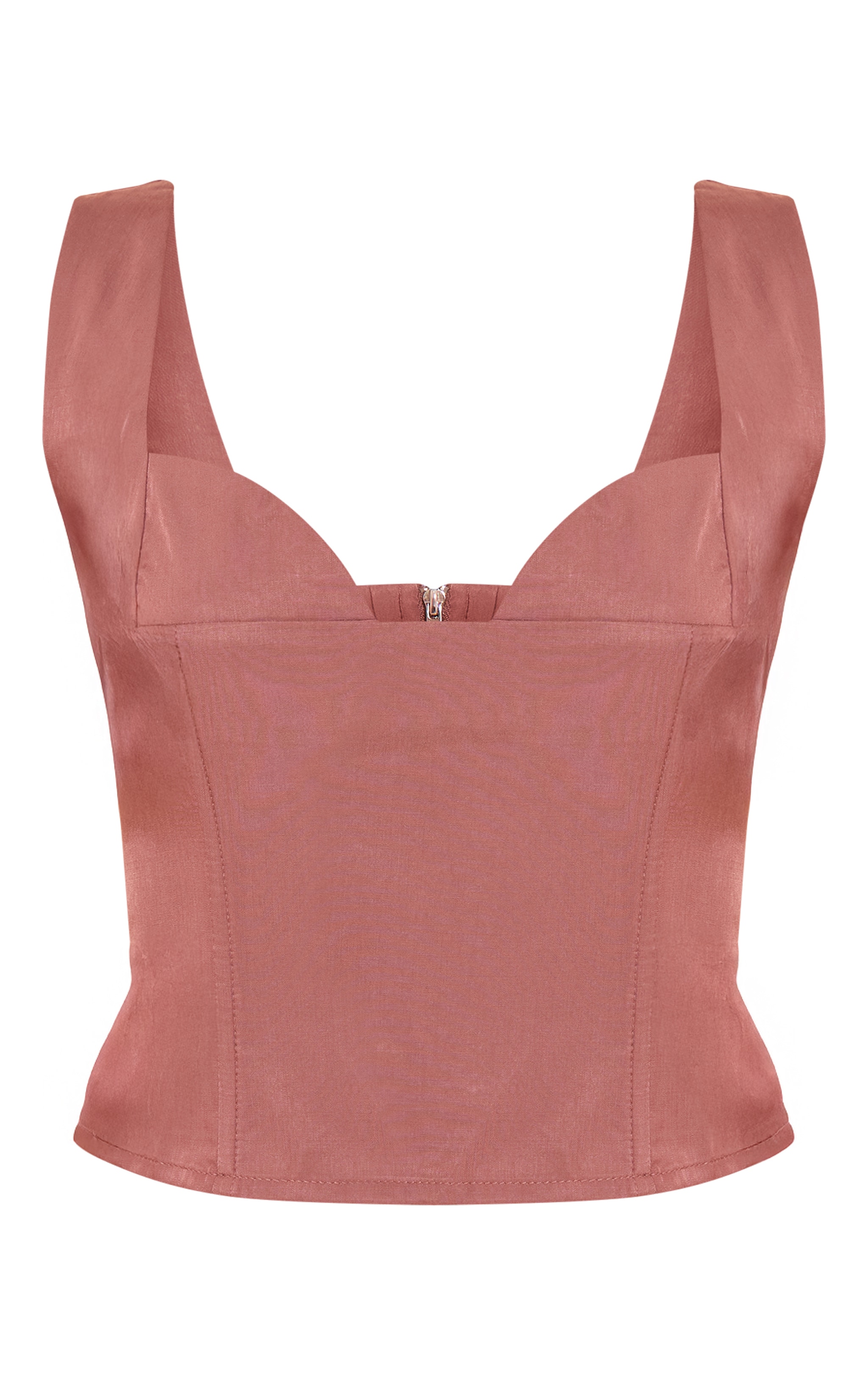 Mauve Cup Detail Boned Matte Satin Corset image 5