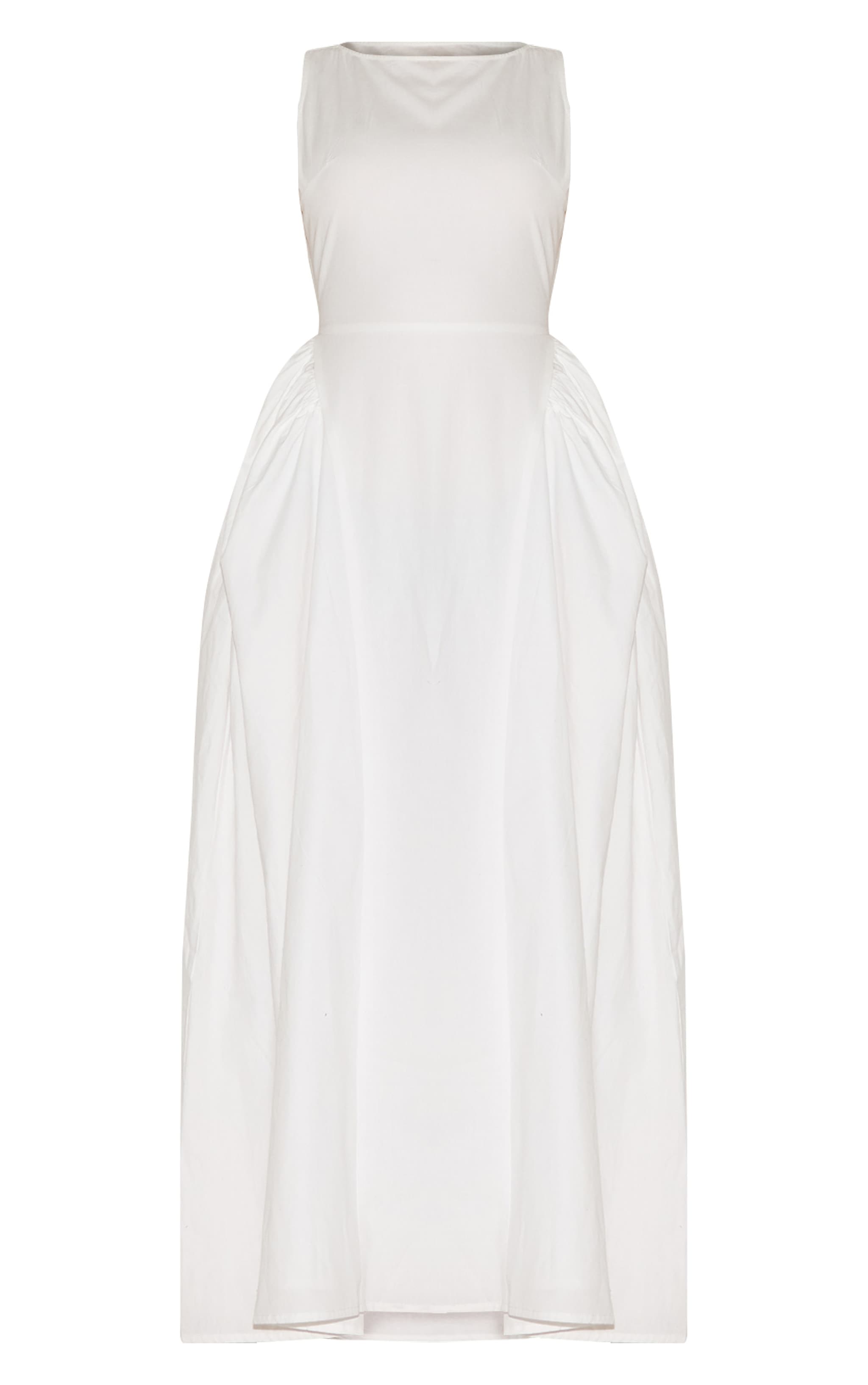 Robe longue en coton blanc à col bateau image 5