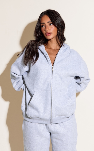 Petite Ash Grey Zip Through Hoodie