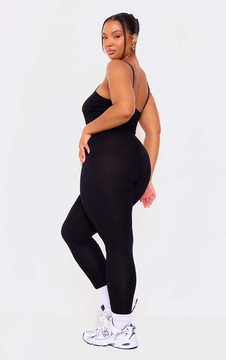 Plus Black Basic Strappy Plunge Jumpsuit image 2