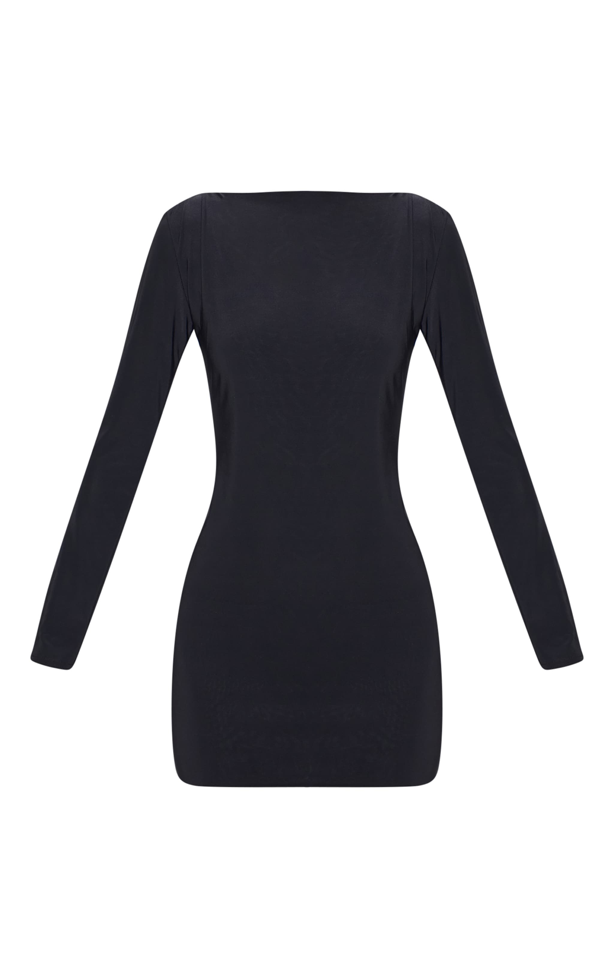 Black Slinky Long Sleeve Mini Dress image 5