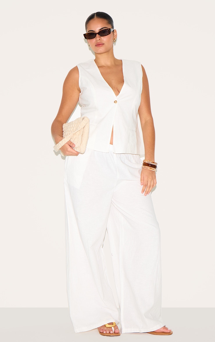 Pantalon droit taille élastiquée Plus White image 1