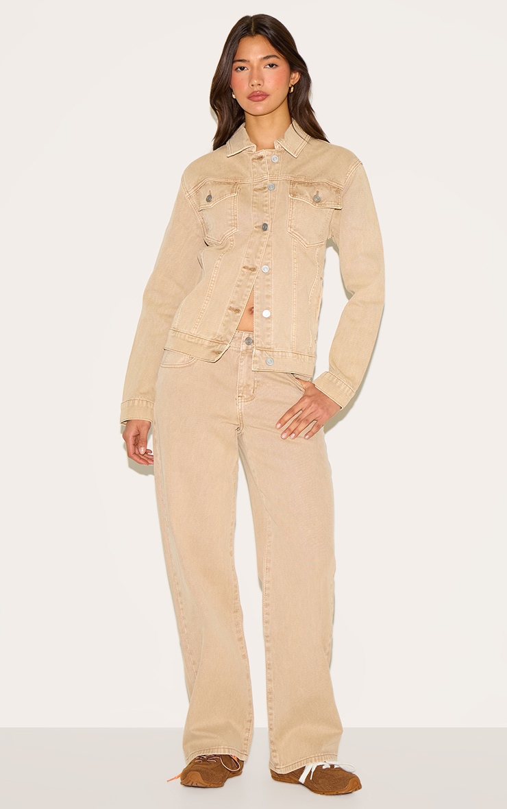Sand Washed Corduroy Mid Waist Straight Leg Jeans image 1