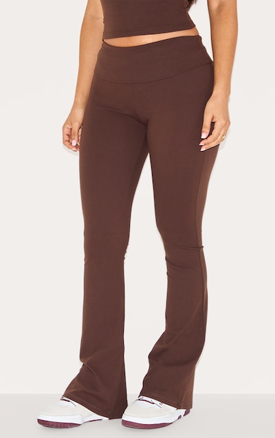 Petite Pantalon en Sculpt café à contours et taille repliée