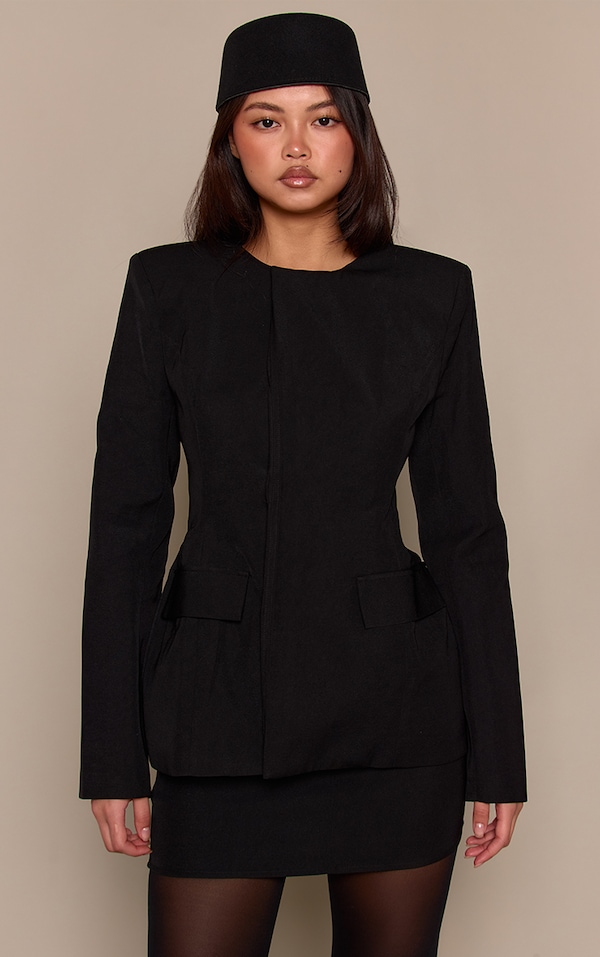 Black Woven Structured Blazer