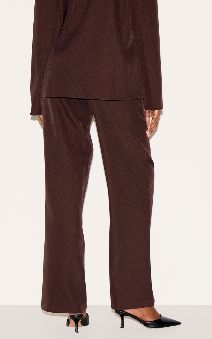 Dark Brown Tailored Woven Mid Rise Pants image 3
