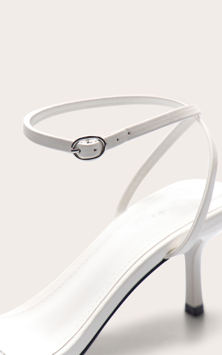 White Pu Square Toe Square Toe Barely There Mid Heeled Sandals image 5