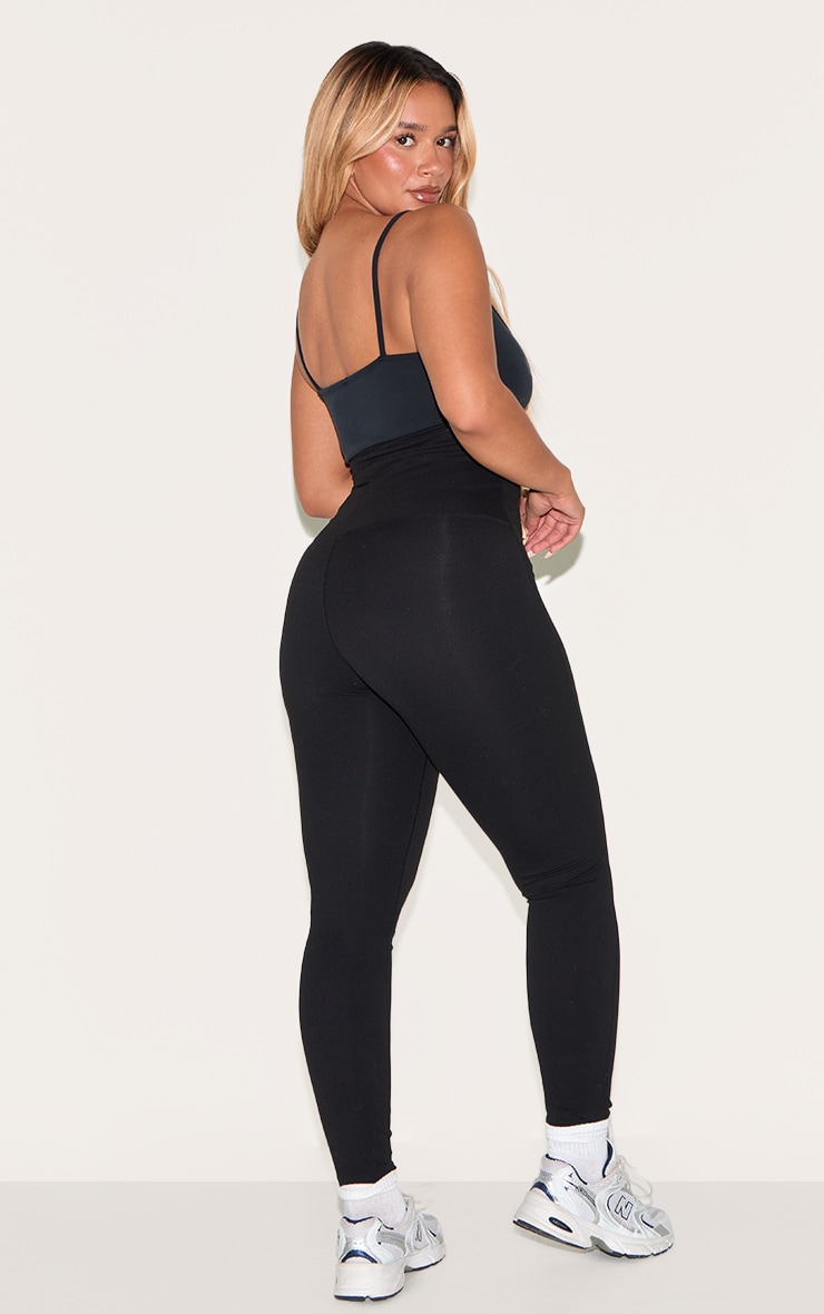 Shape Black Active Highwaisted Hook& Eye Front Cinched Leggings image 3
