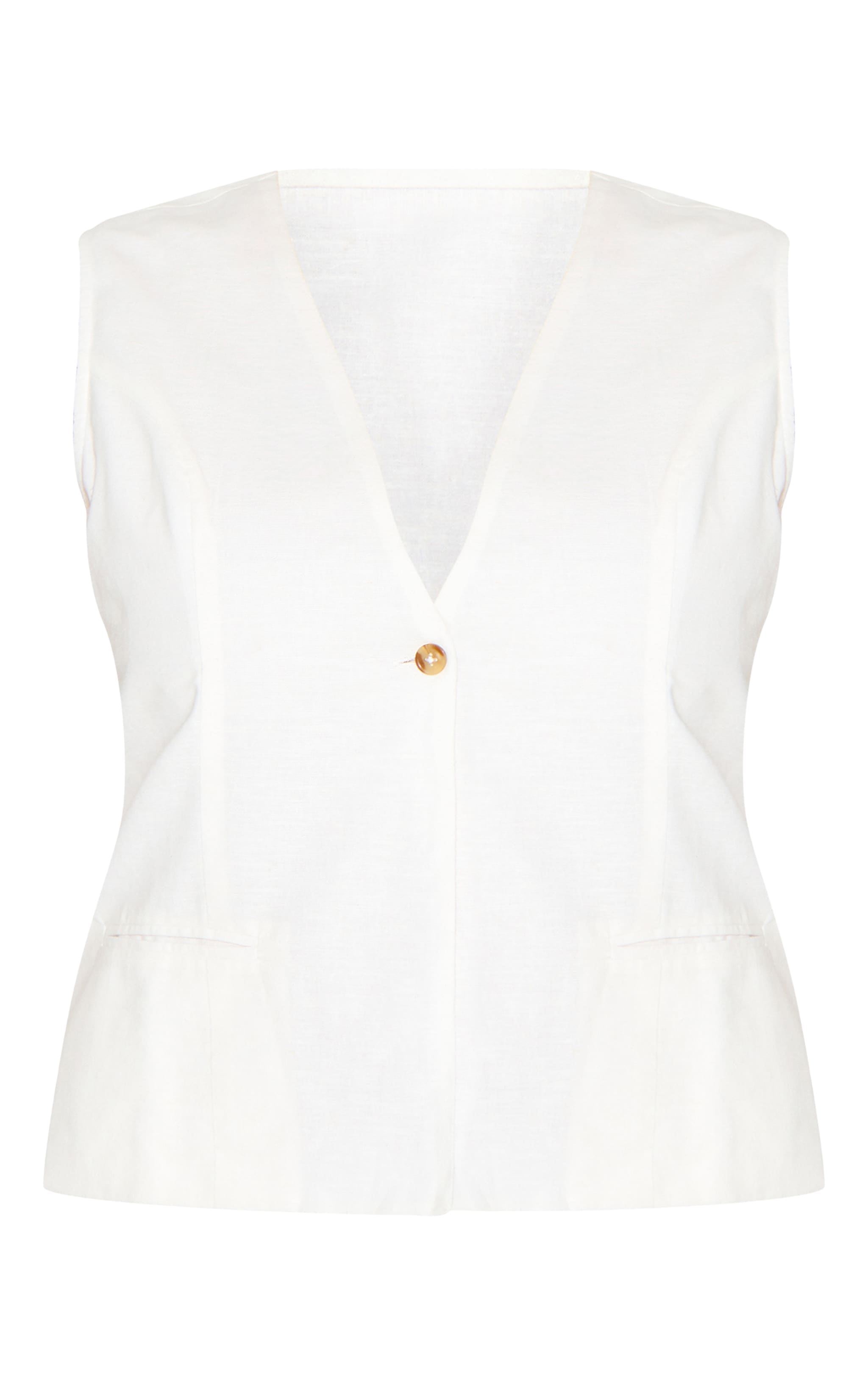 Plus White Linen Vest image 5