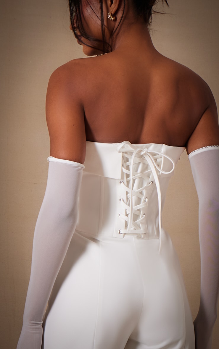 Combinaison bustier large tissée deluxe blanche image 4