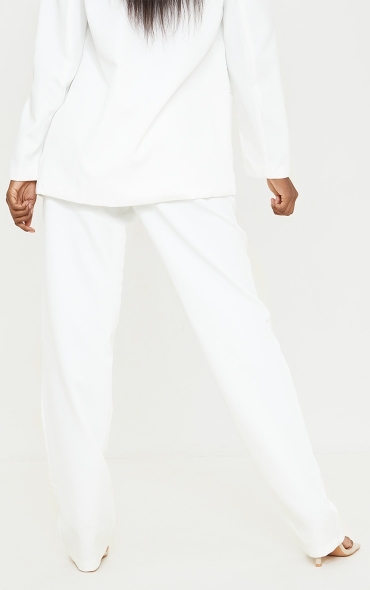 Tall White Elasticated Waistband Wide Leg Pants image 2