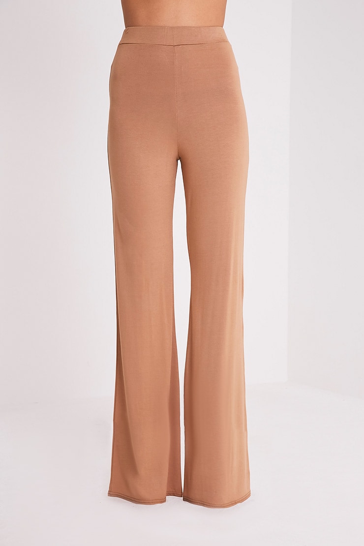 Basic Camel Jersey Wide Leg Trousers image 2