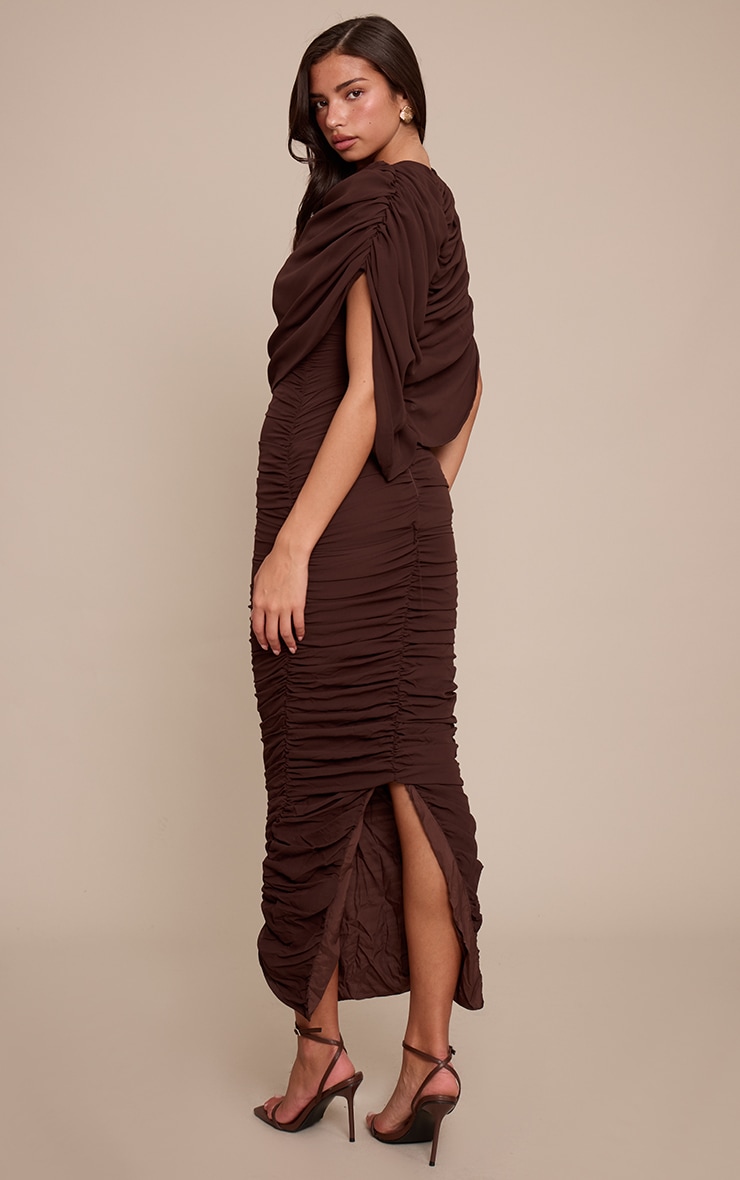 Chocolate Tailored Long Sleeve Cinched Waist Blazer Dress image 2