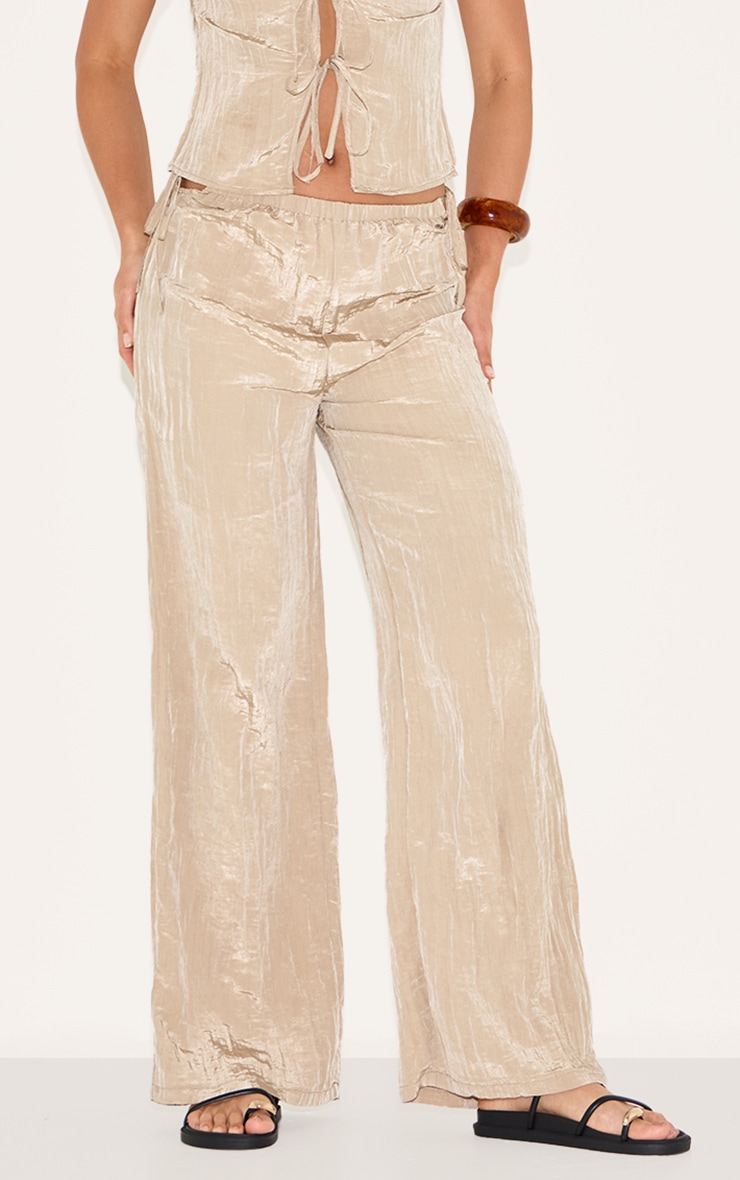 Tall Clay Textured Tie Side Detail Wide Leg Pants image 2