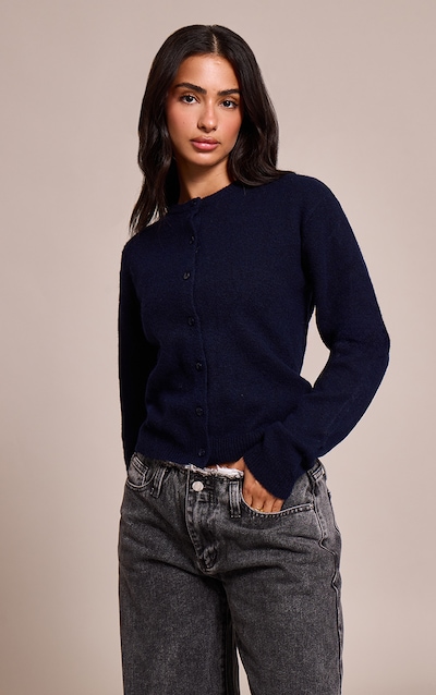 Petite Navy Knit Button Through Cardigan