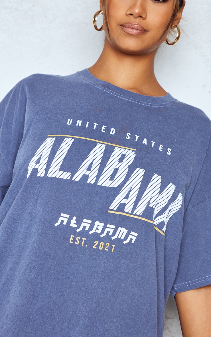 Navy Alabama Print Washed T Shirt image 4