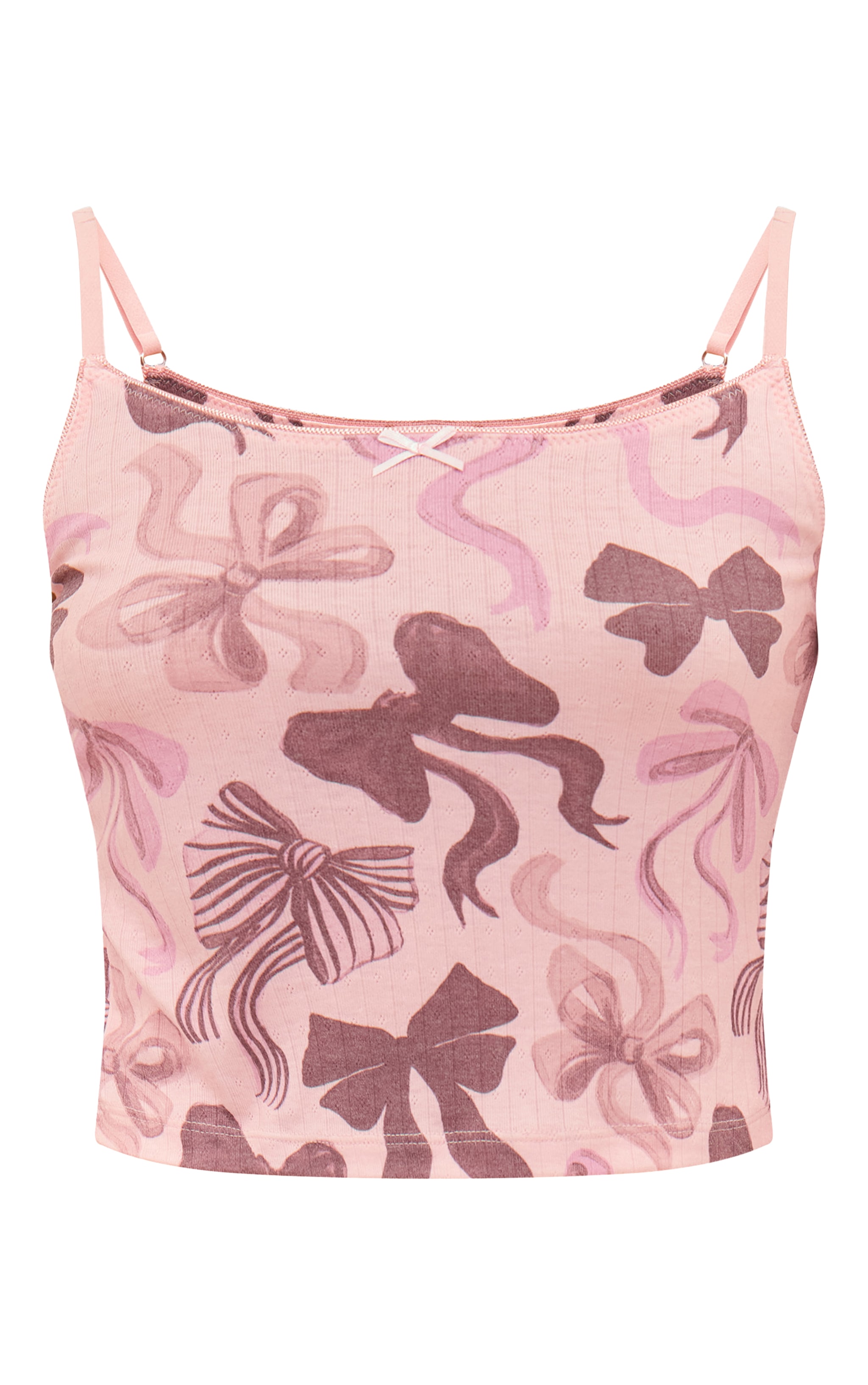 Christmas Bow Print Pointelle Cami Top image 5