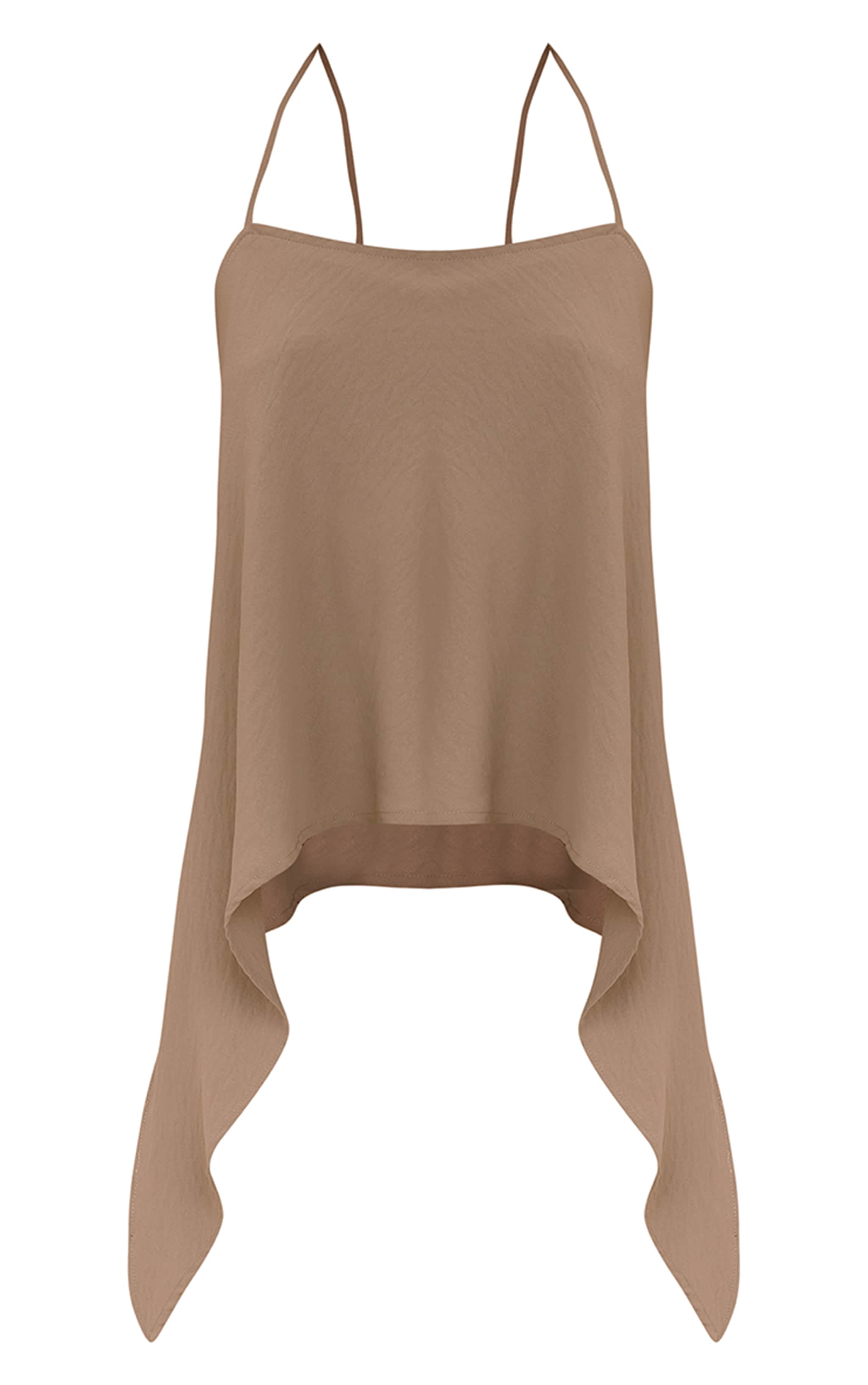Mushroom Floaty Woven Split Hem Spaghetti Strap Top image 5