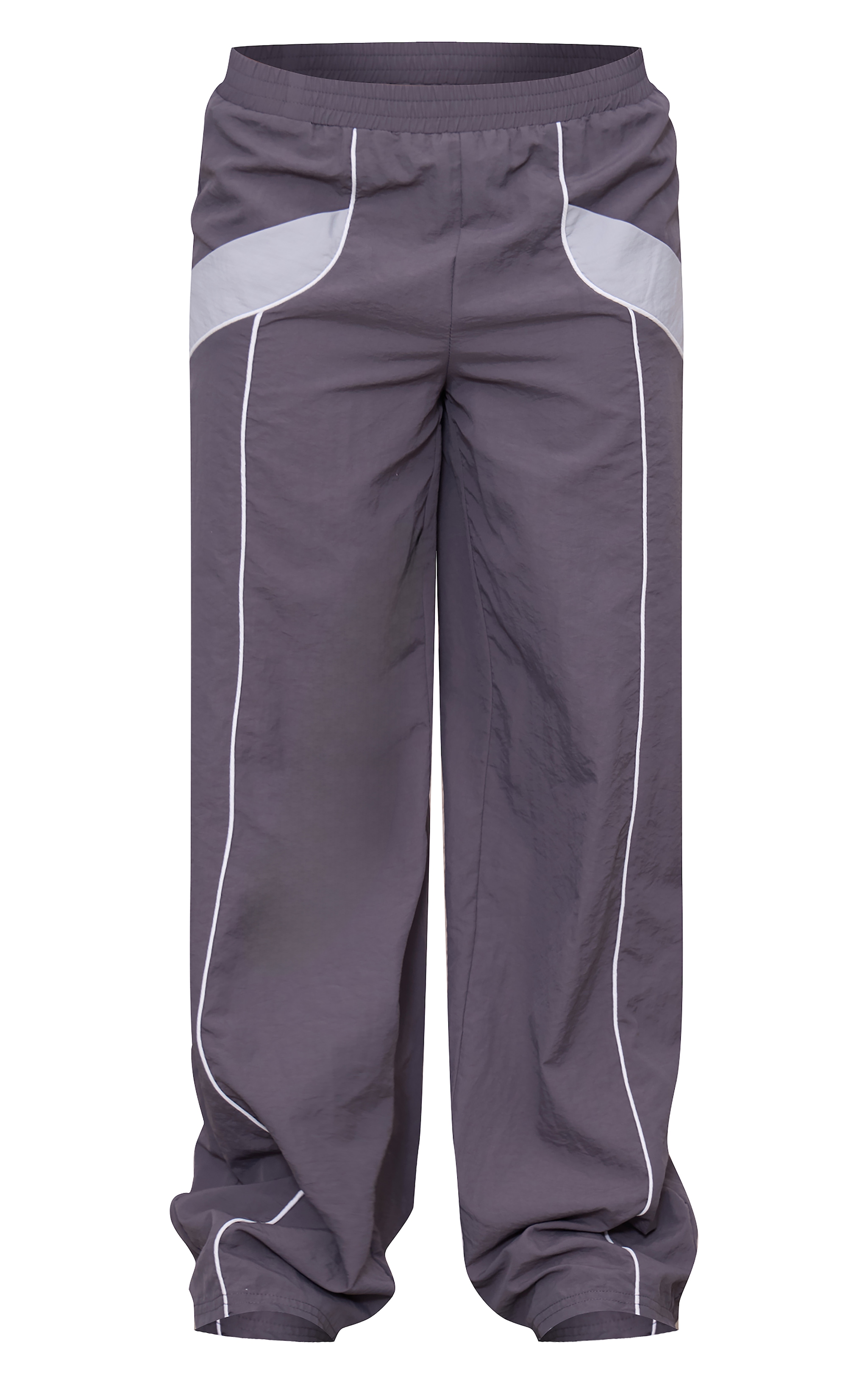 Charcoal Zip Through Shell Contrast Binding Wide Leg Sweatpant image 5