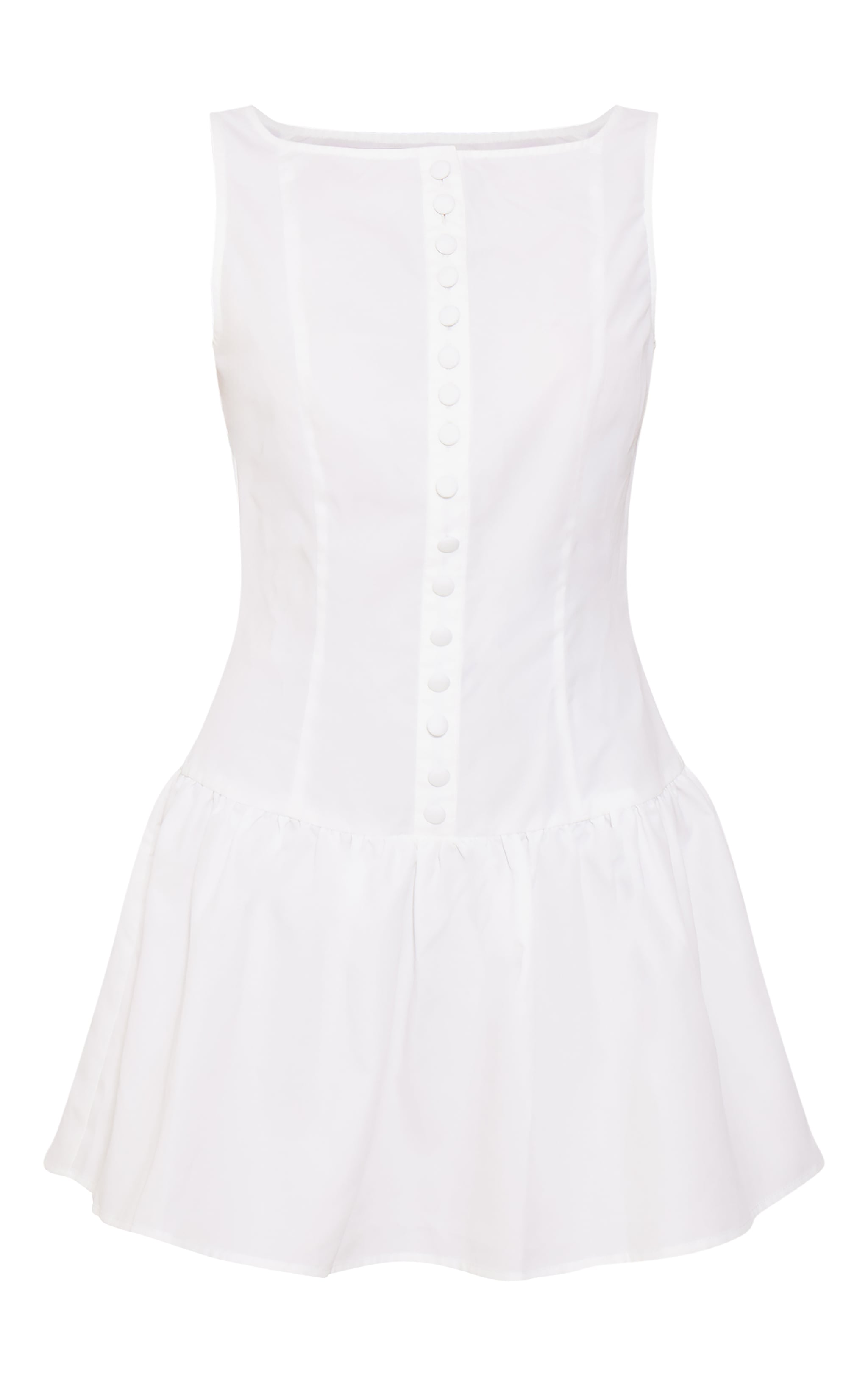 White Button Down Scoop Back Shift Dress image 5